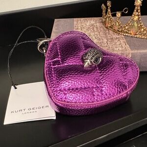 Kurt Geiger Metallic Purple Heart Mini Bag